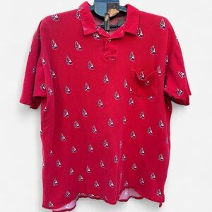 Vintage Polo Ralph Lauren Red Polo Collar Shirt Sailboat Golf Pique Shirt 2XL